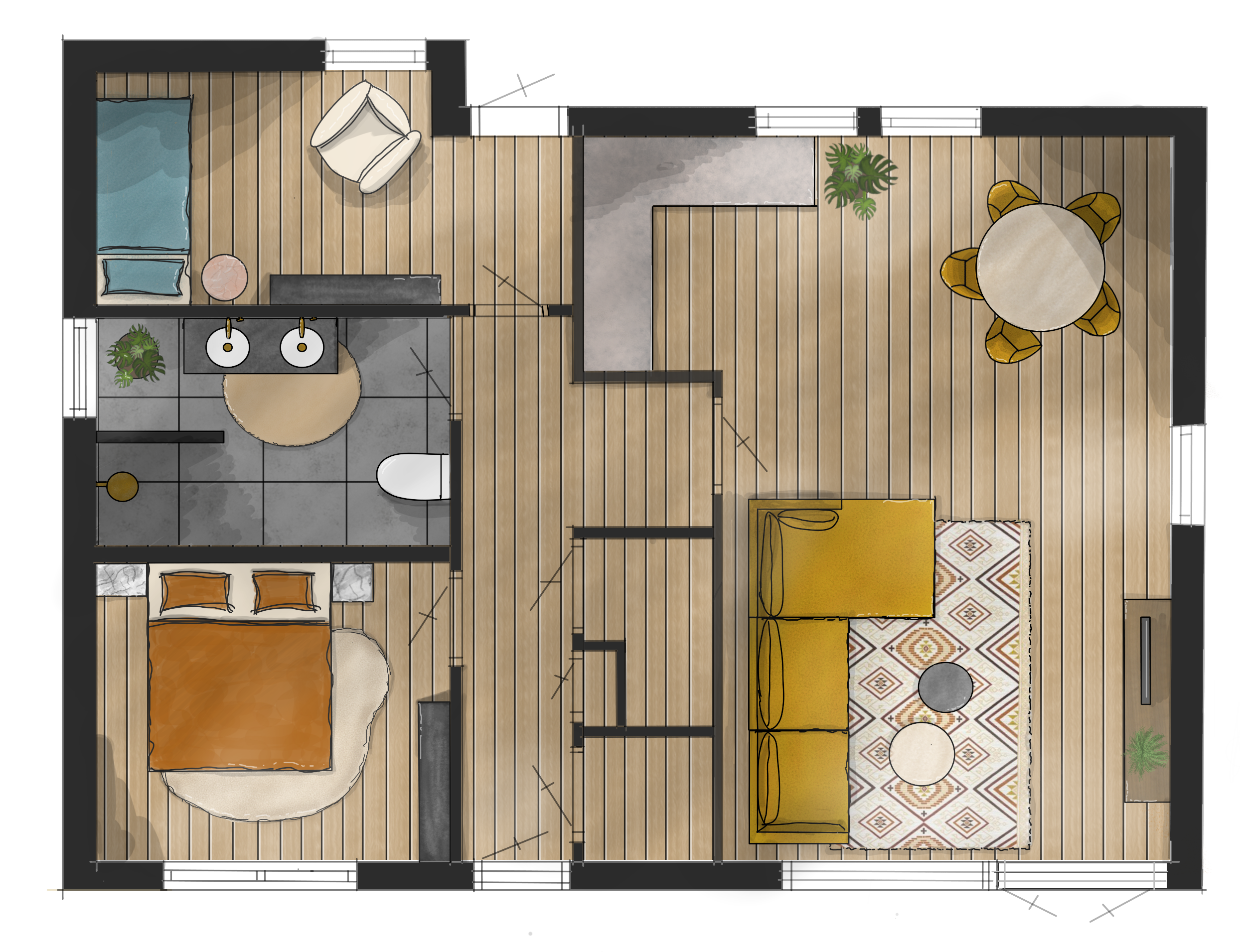 Plattegrond - Jaren 70 bungalow