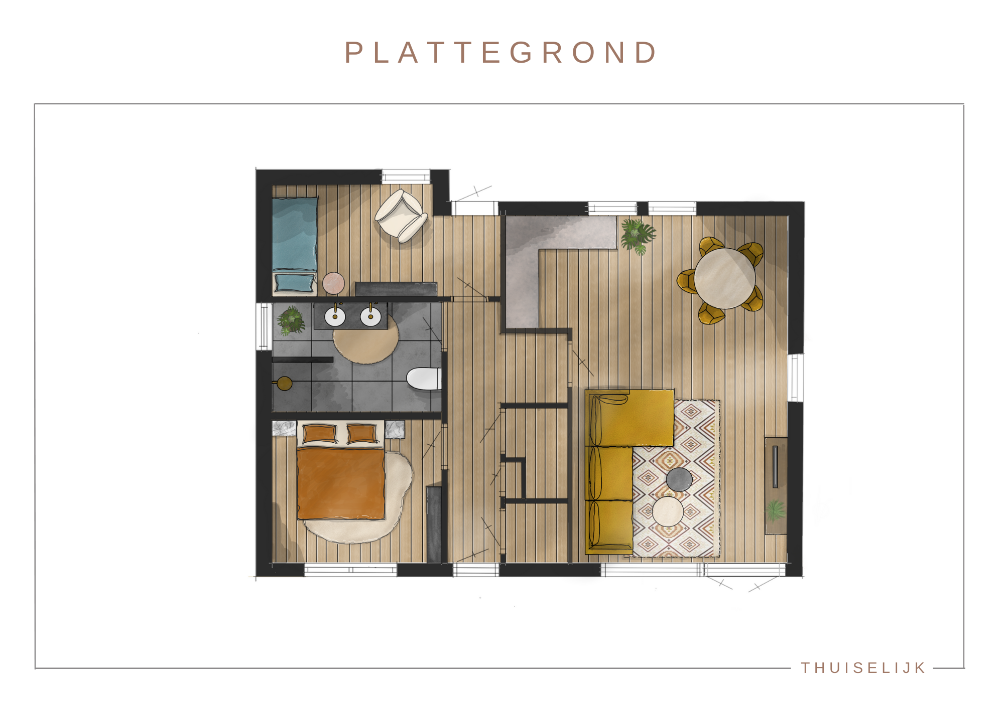 Plattegrond - Jaren 70 bungalow