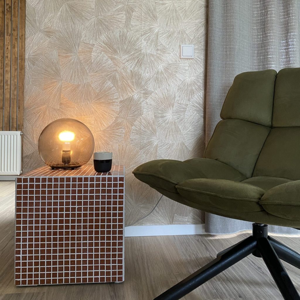 CUBO terracotta bijzettafel fauteuil